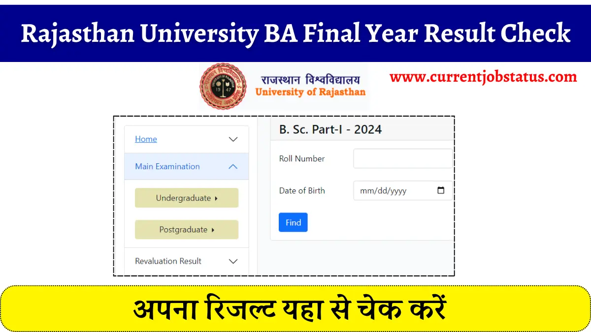 Rajasthan University BA Final Year Result 2024